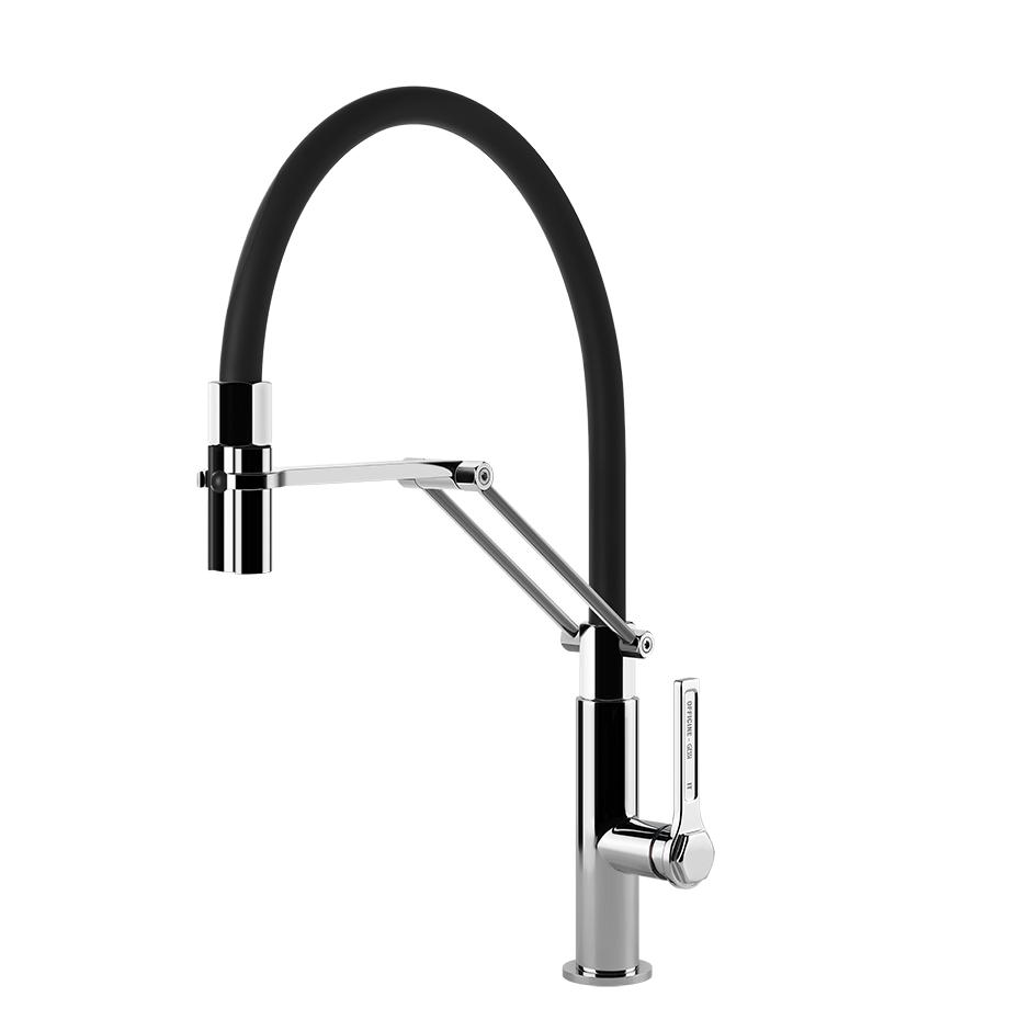 Gessi Officine Gessi semi-professionele keukenmengkraan met uittrekbare 2-straals handdouche Chroom