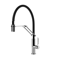 Gessi Officine Gessi semi-professionele keukenmengkraan met uittrekbare 2-straals handdouche Chroom