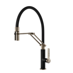 Gessi Officine Gessi semi-professionele keukenmengkraan met uittrekbare 2-straals handdouche Mat Zwart / Finox