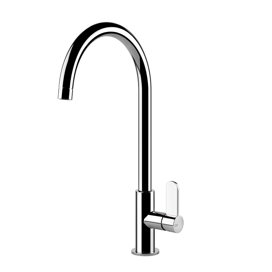 Gessi Helium keukenmengkraan met gebogen uitloop Chroom