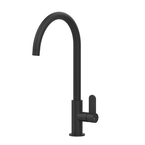 Gessi Helium keukenmengkraan met gebogen uitloop Mat Zwart