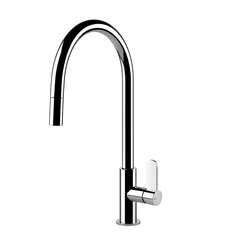 Gessi Helium keukenmengkraan met gebogen uitloop en uittrekbare handdouche Chroom