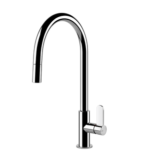 Gessi Helium keukenmengkraan met gebogen uitloop en uittrekbare handdouche Chroom
