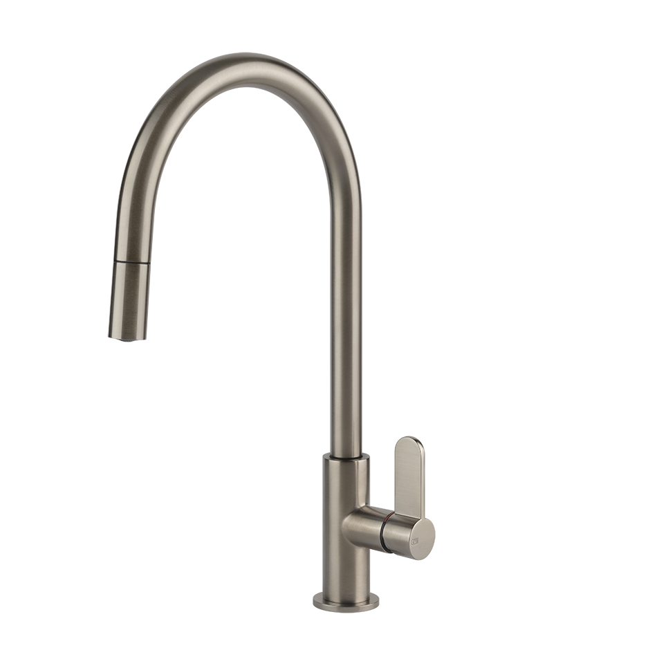 Gessi Helium keukenmengkraan met gebogen uitloop en uittrekbare handdouche Finox