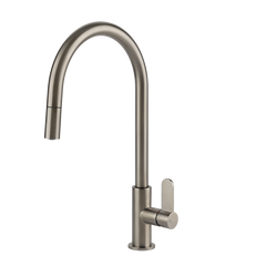Gessi Helium keukenmengkraan met gebogen uitloop en uittrekbare handdouche Finox