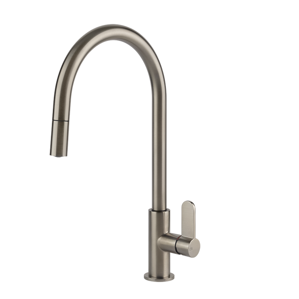 Gessi Helium keukenmengkraan met gebogen uitloop en uittrekbare handdouche Finox