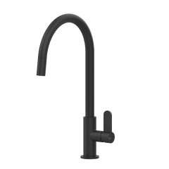 Gessi Helium keukenmengkraan met gebogen uitloop en uittrekbare handdouche Mat Zwart