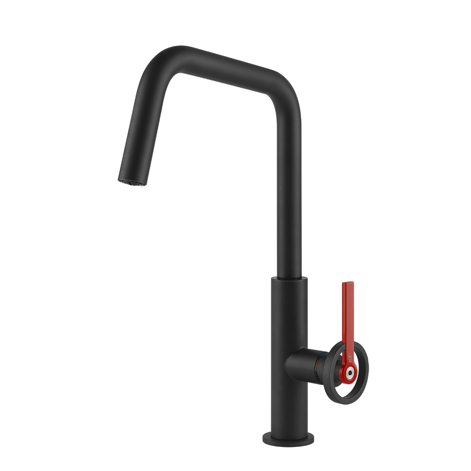 Gessi Officine V keukenmengkraan met U-uitloop Mat Zwart