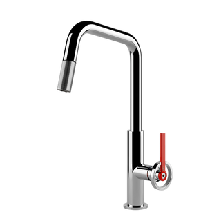 Gessi Officine V keukenmengkraan met U-uitloop en uittrekbare handdouche Chroom