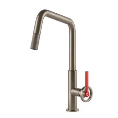 Gessi Officine V keukenmengkraan met U-uitloop en uittrekbare handdouche Finox