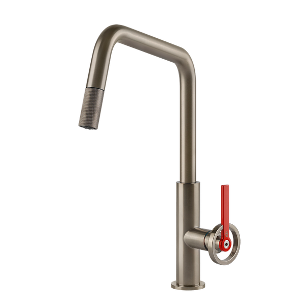 Gessi Officine V keukenmengkraan met U-uitloop en uittrekbare handdouche Finox