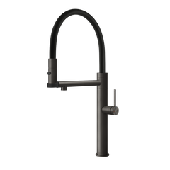 Gessi 316 semi-professionele keukenmengkraan met uittrekbare 2-straals handdouche Zwart Metaal Geborsteld