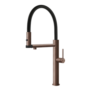Gessi 316 semi-professionele keukenmengkraan met uittrekbare 2-straals handdouche Geborsteld Koper
