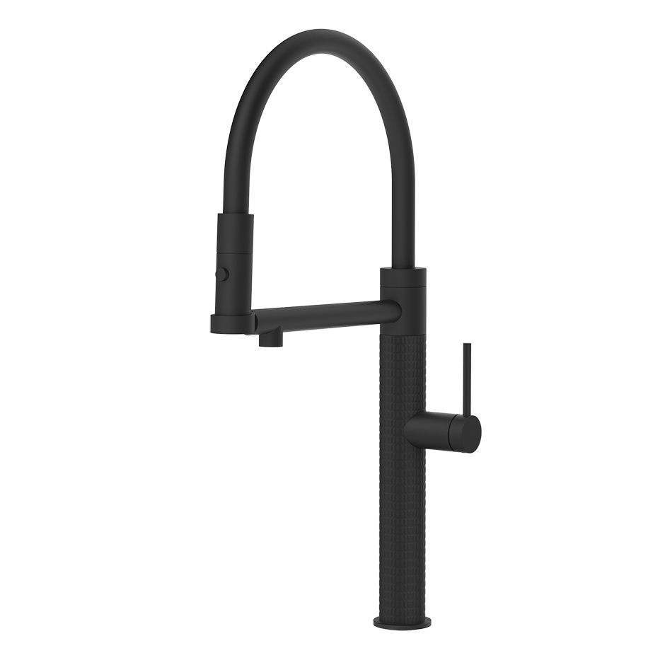 Gessi 316 Meccanica semi-professionele keukenmengkraan met uittrekbare 2-straals handdouche Mat Zwart