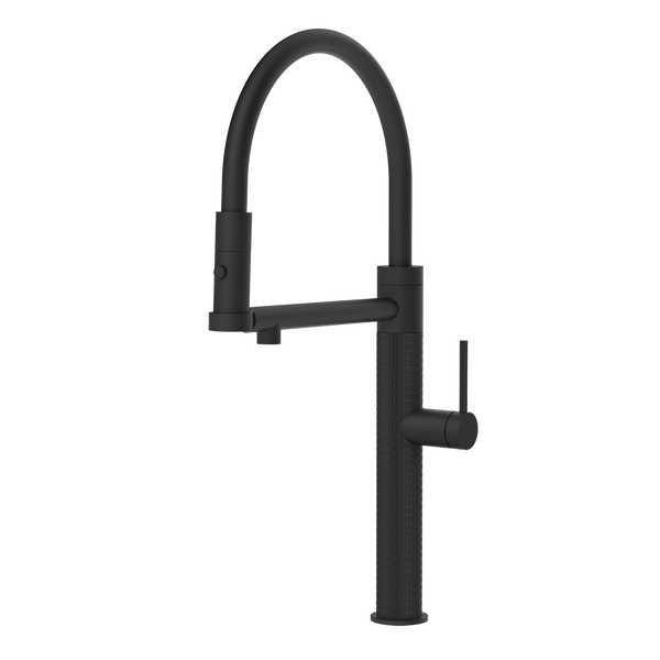 Gessi 316 Meccanica semi-professionele keukenmengkraan met uittrekbare 2-straals handdouche Mat Zwart
