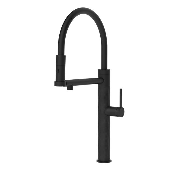 Gessi 316 Cesello semi-professionele keukenmengkraan met uittrekbare 2-straals handdouche Mat Zwart