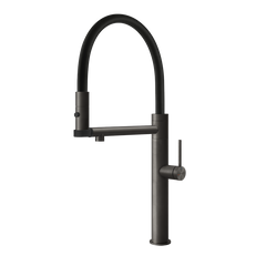 Gessi 316 Cesello semi-professionele keukenmengkraan met uittrekbare 2-straals handdouche Zwart Metaal Geborsteld