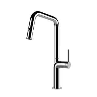 Gessi Stelo keukenmengkraan met U-uitloop en uittrekbare 2-straals handdouche (385 mm hoog) Chroom