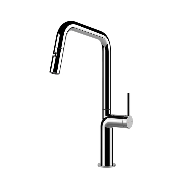 Gessi Stelo keukenmengkraan met U-uitloop en uittrekbare 2-straals handdouche (385 mm hoog) Chroom