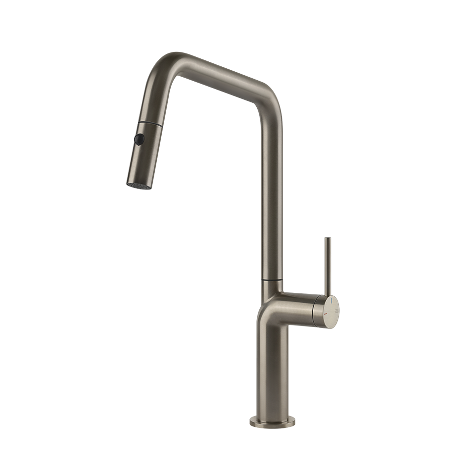Gessi Stelo keukenmengkraan met U-uitloop en uittrekbare 2-straals handdouche (385 mm hoog) Finox