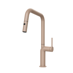 Gessi Stelo keukenmengkraan met U-uitloop en uittrekbare 2-straals handdouche (385 mm hoog) Mat Cipria