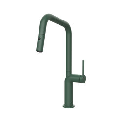 Gessi Stelo keukenmengkraan met U-uitloop en uittrekbare 2-straals handdouche (385 mm hoog) Mat Agave
