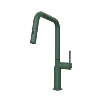Gessi Stelo keukenmengkraan met U-uitloop en uittrekbare 2-straals handdouche (385 mm hoog) Mat Agave