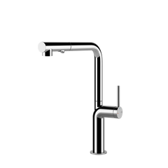 Gessi Stelo keukenmengkraan met L-uitloop en uittrekbare 2-straals handdouche Chroom