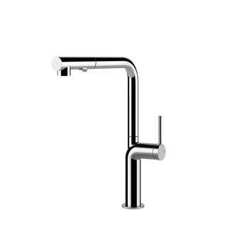 Gessi Stelo keukenmengkraan met L-uitloop en uittrekbare 2-straals handdouche Chroom