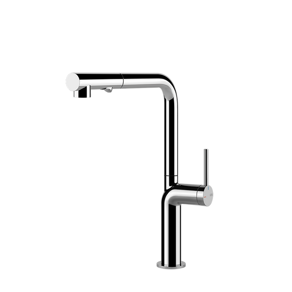 Gessi Stelo keukenmengkraan met L-uitloop en uittrekbare 2-straals handdouche Chroom