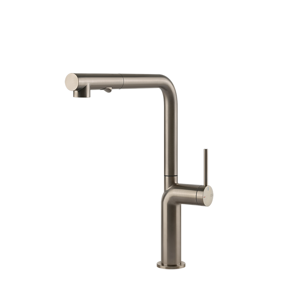 Gessi Stelo keukenmengkraan met L-uitloop en uittrekbare 2-straals handdouche Finox