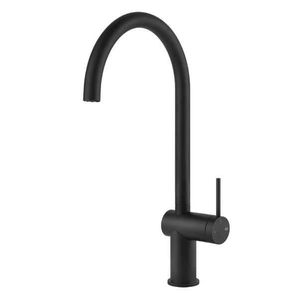 Gessi Oxygene Eenhendel keukenmengkraan C-Uitloop met keramisch binnenwerk Mat Zwart