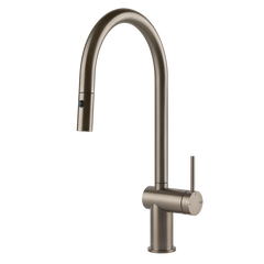 Gessi Inedito keukenmengkraan met gebogen uitloop en uittrekbare 2-straals handdouche Finox