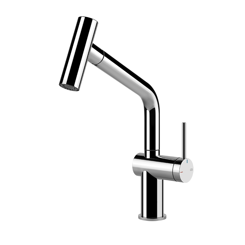Gessi Inedito keukenmengkraan met U-uitloop en uittrekbare 2-straals handdouche Chroom
