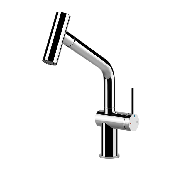 Gessi Inedito keukenmengkraan met U-uitloop en uittrekbare 2-straals handdouche Chroom