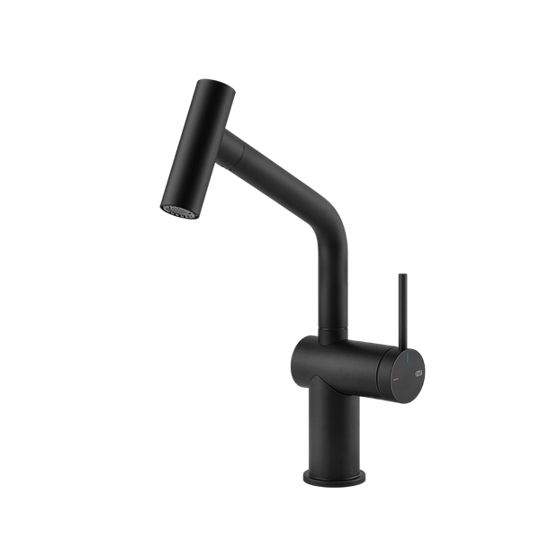 Gessi Inedito keukenmengkraan met U-uitloop en uittrekbare 2-straals handdouche Mat Zwart