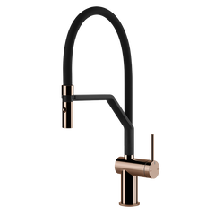 Gessi Inedito semi-professionele keukenmengkraan met uittrekbare 2-straals handdouche Koper