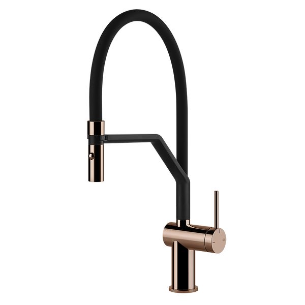 Gessi Inedito semi-professionele keukenmengkraan met uittrekbare 2-straals handdouche Koper