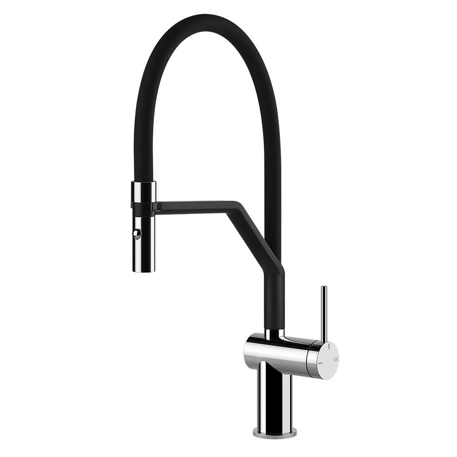 Gessi Inedito semi-professionele keukenmengkraan met uittrekbare 2-straals handdouche Chroom