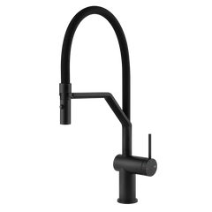 Gessi Inedito semi-professionele keukenmengkraan met uittrekbare 2-straals handdouche Mat Zwart