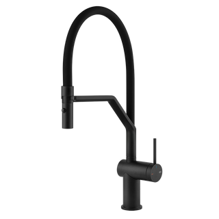 Gessi Inedito semi-professionele keukenmengkraan met uittrekbare 2-straals handdouche Mat Zwart