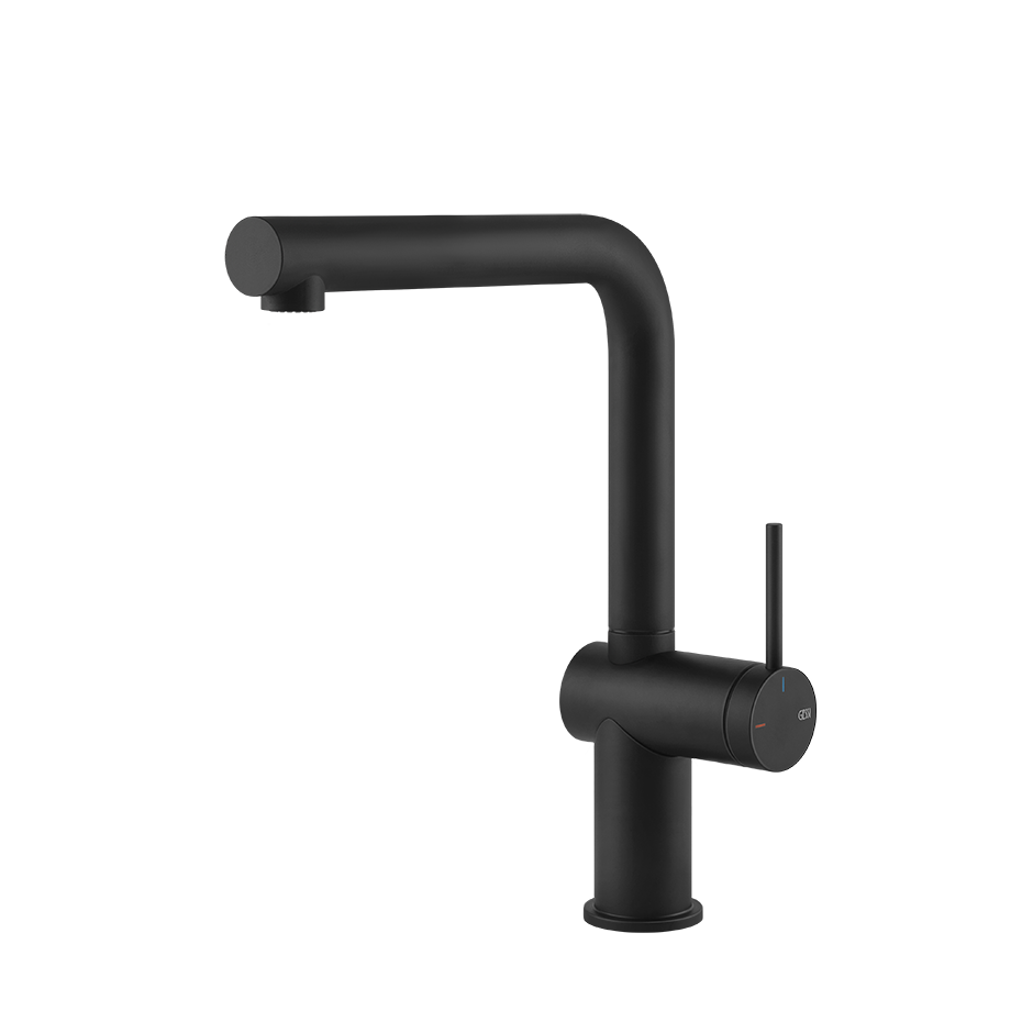 Gessi Inedito keukenmengkraan met L-uitloop (296 mm hoog) Mat Zwart