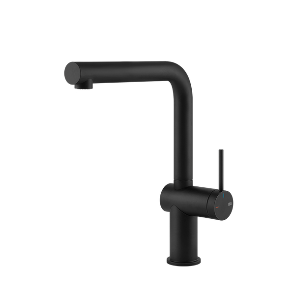 Gessi Inedito keukenmengkraan met L-uitloop (296 mm hoog) Mat Zwart