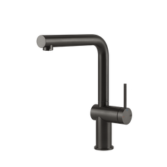 Gessi Inedito keukenmengkraan met L-uitloop (296 mm hoog) Zwart Metaal Geborsteld