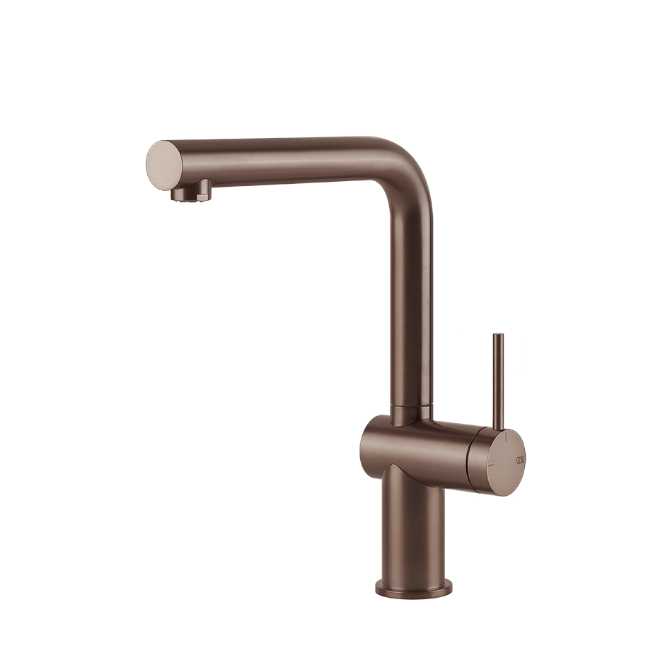 Gessi Inedito keukenmengkraan met L-uitloop (296 mm hoog) Geborsteld Koper