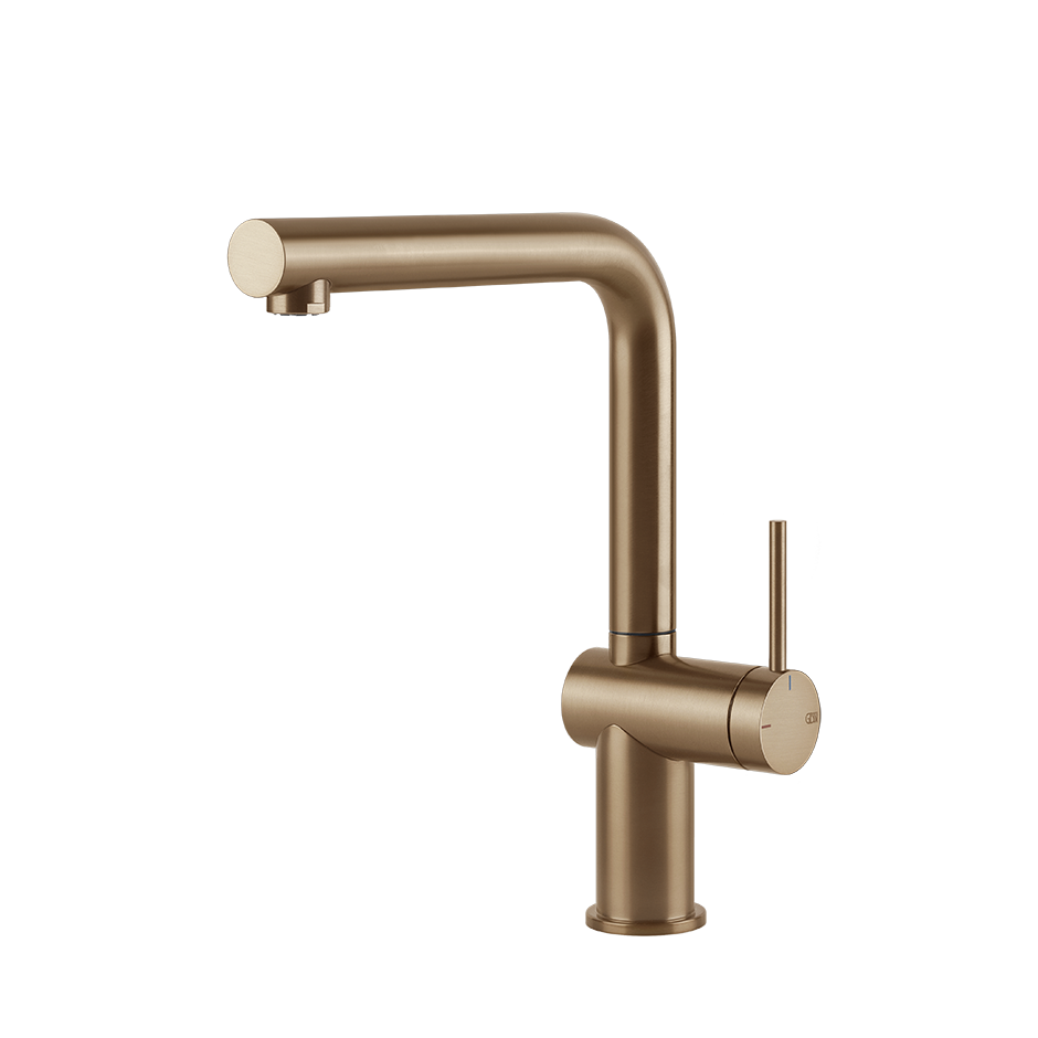 Gessi Inedito keukenmengkraan met L-uitloop (296 mm hoog) Warm Brons Geborsteld