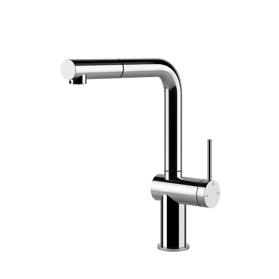 Gessi Inedito keukenmengkraan met L-uitloop en uittrekbare handdouche Chroom