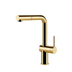 Gessi Inedito keukenmengkraan met L-uitloop en uittrekbare handdouche Goud