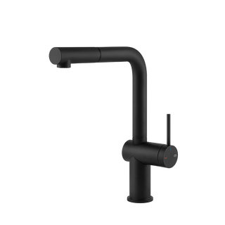 Gessi Inedito keukenmengkraan met L-uitloop en uittrekbare handdouche Mat Zwart