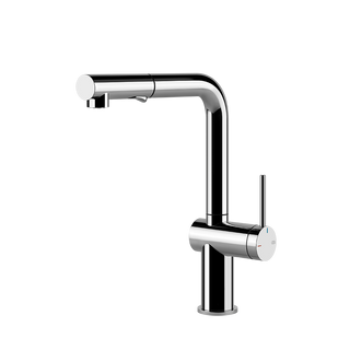 Gessi Inedito keukenmengkraan met L-uitloop en uittrekbare 2-straals handdouche (293 mm hoog) Chroom